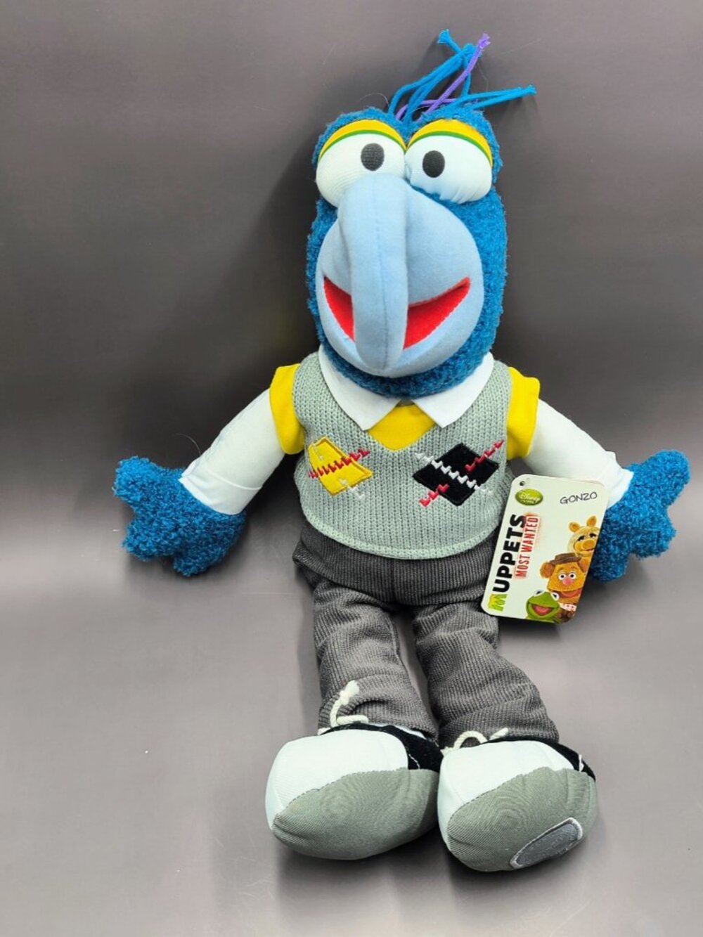 Muppets Most Wanted Disney Gonzo Plush Beanbag Doll Authentic Original 17" NWT